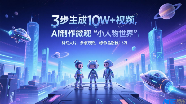 三步生成10W+视频，AI制作微观“小人物世界”科幻大片，分类：⛴引流教程，标签：三步生成10W+视频, AI制作微观“小人物世界”科幻大片